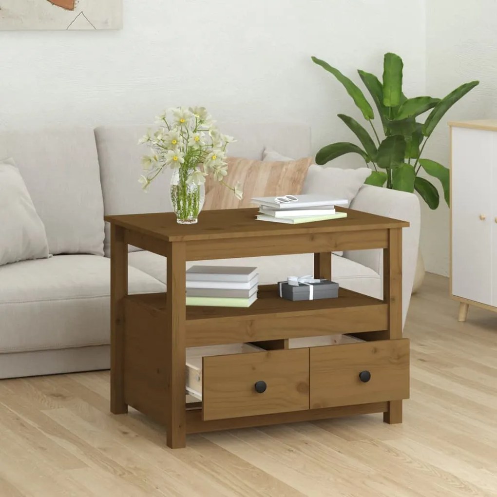 Mesa de centro 71x49x55 cm pinho maciço castanho mel