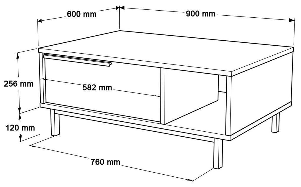 Mesa de Centro ON2 – Nogueira – 90x37,6x60 cm