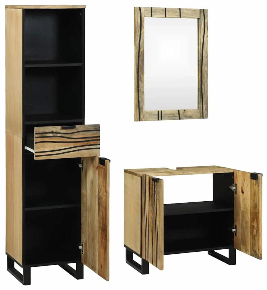 Conjunto de Móveis para Banheiro com gaveta 3 pcs Castanho Alto