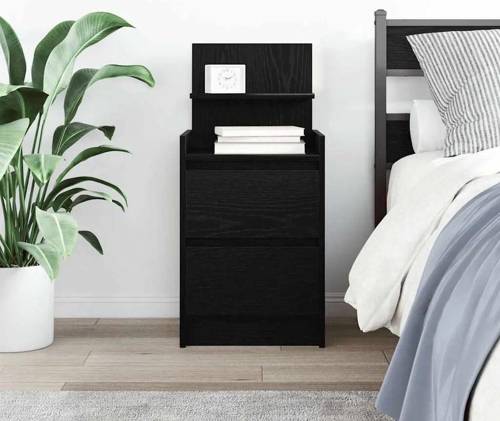 Mesa de cabeceira com 2 gavetas 38x34x80 cm preto
