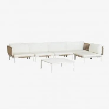 Sofá De Jardim Modular De Canto De 5 Peças E Mesa De Centro Roubly Beige De Amêndoa - Sklum