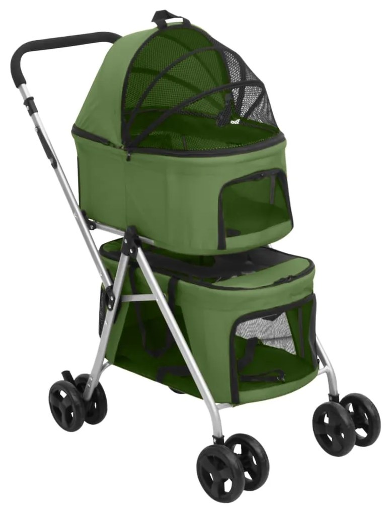 Carrinho dobrável cães 2 níveis 83x48x97 cm tecido oxford verde