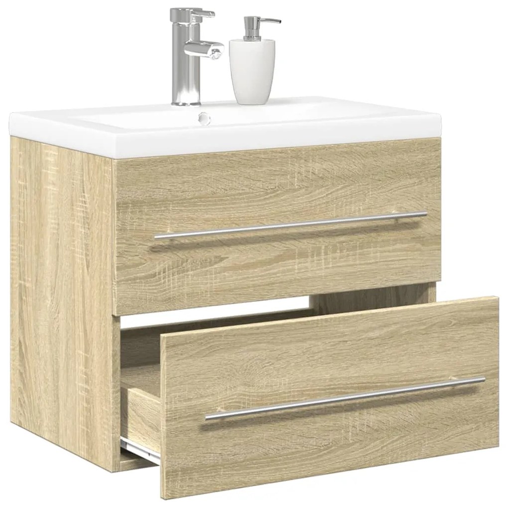 vidaXL 2 pcs conj. móveis casa banho derivados madeira carvalho sonoma