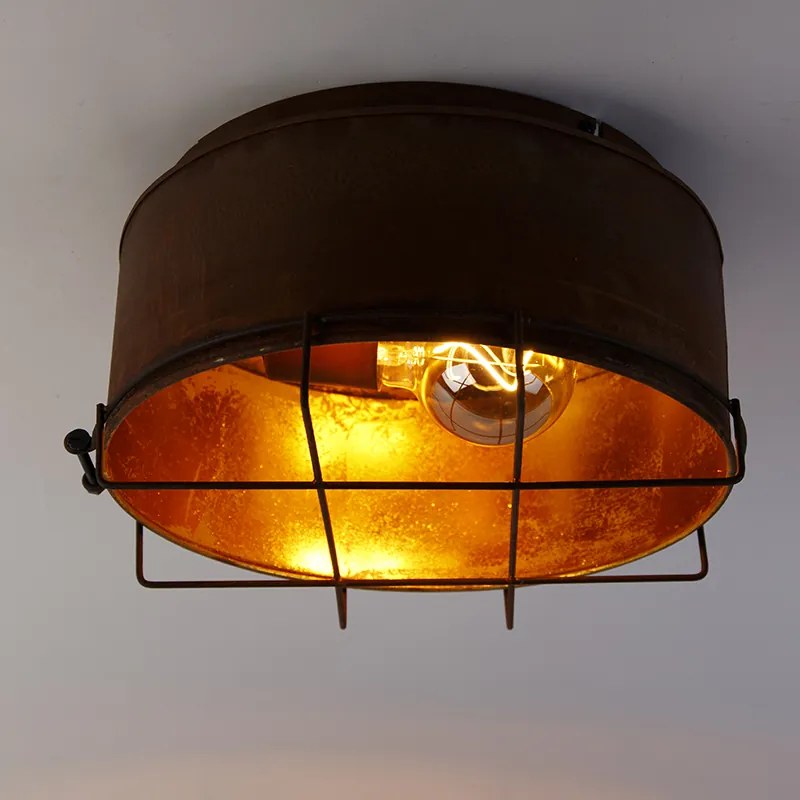 Luminária de teto industrial castanho ferrugem 35 cm - Barril