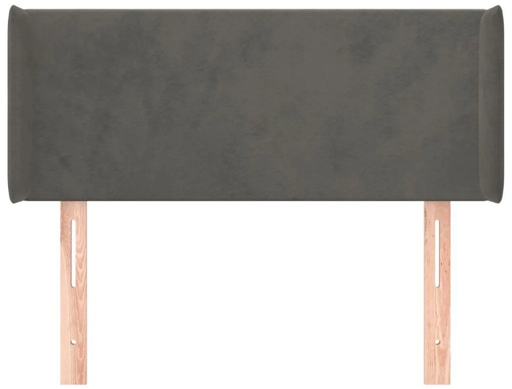 Cabeceira de cama c/ abas veludo 103x16x78/88cm cinzento-escuro