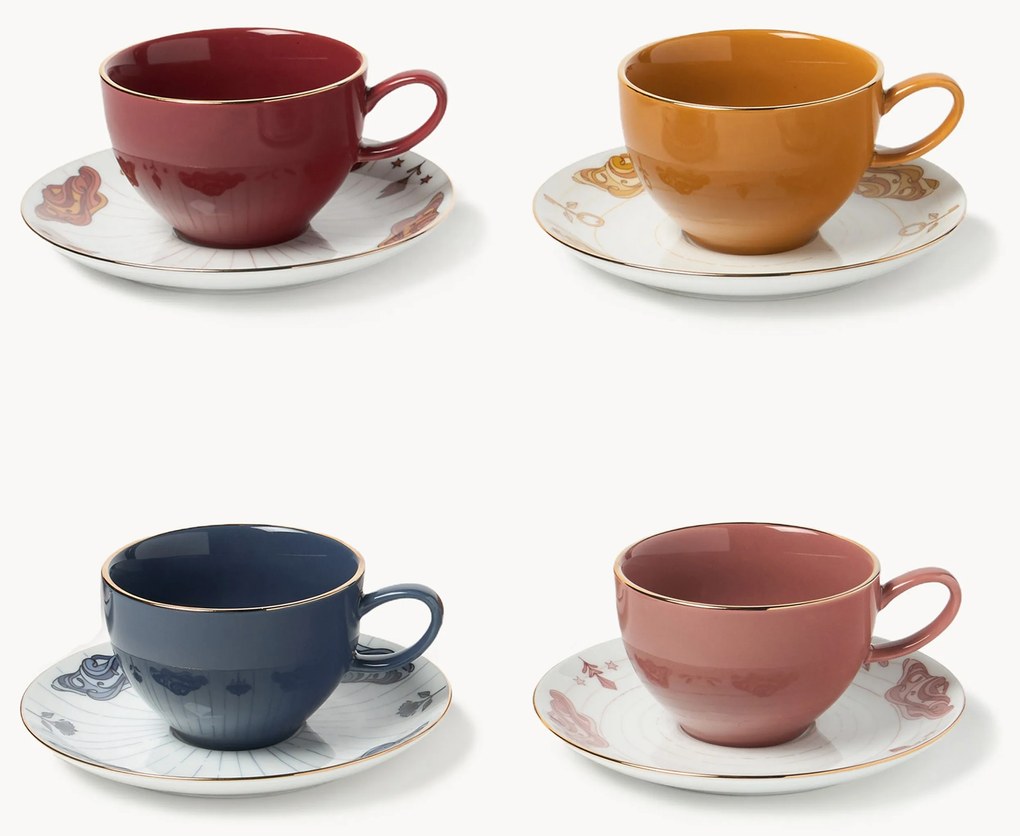 Chávenas de café com pires Mystic, conjunto de 4