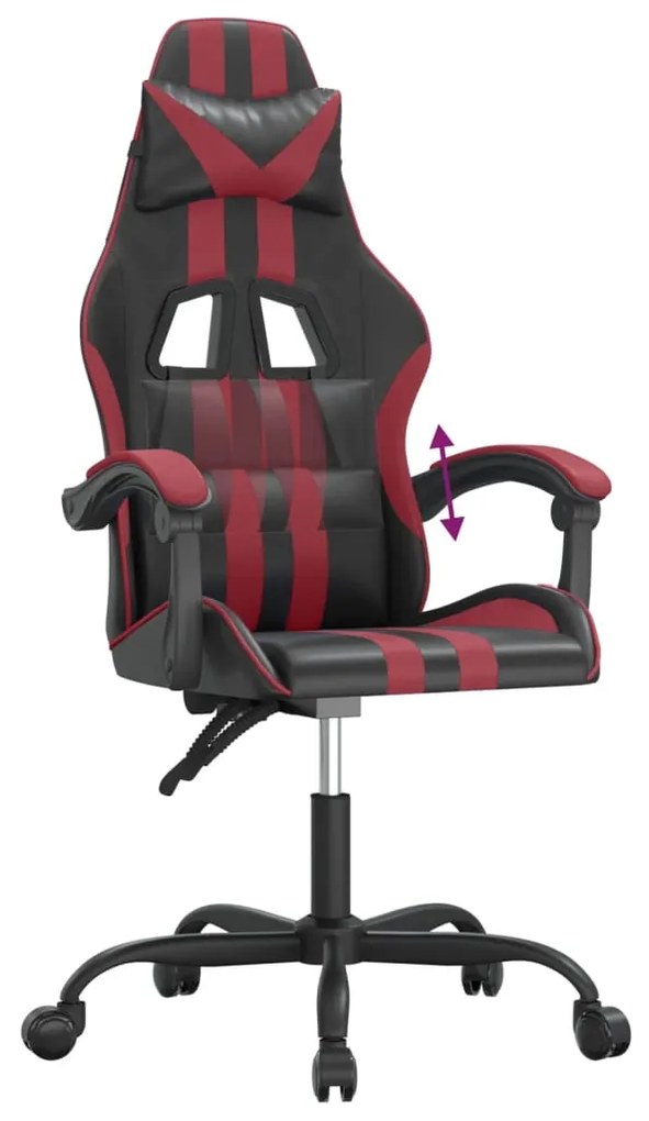 Cadeira gaming couro artificial preto e vermelho tinto