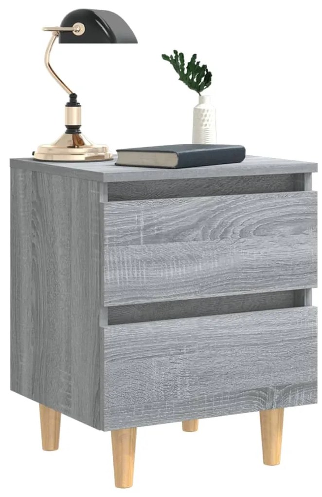 Mesas cabeceira c/ pernas madeira 2pcs 40x35x50 cm sonoma cinza