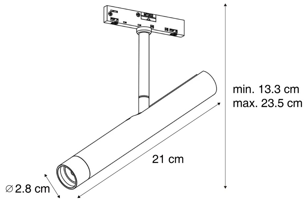 Foco moderno preto para sistema de calha monofásico - Slimline Avery Moderno