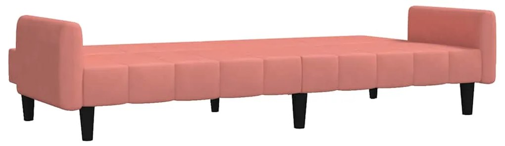Sofá-cama de 2 lugares veludo rosa