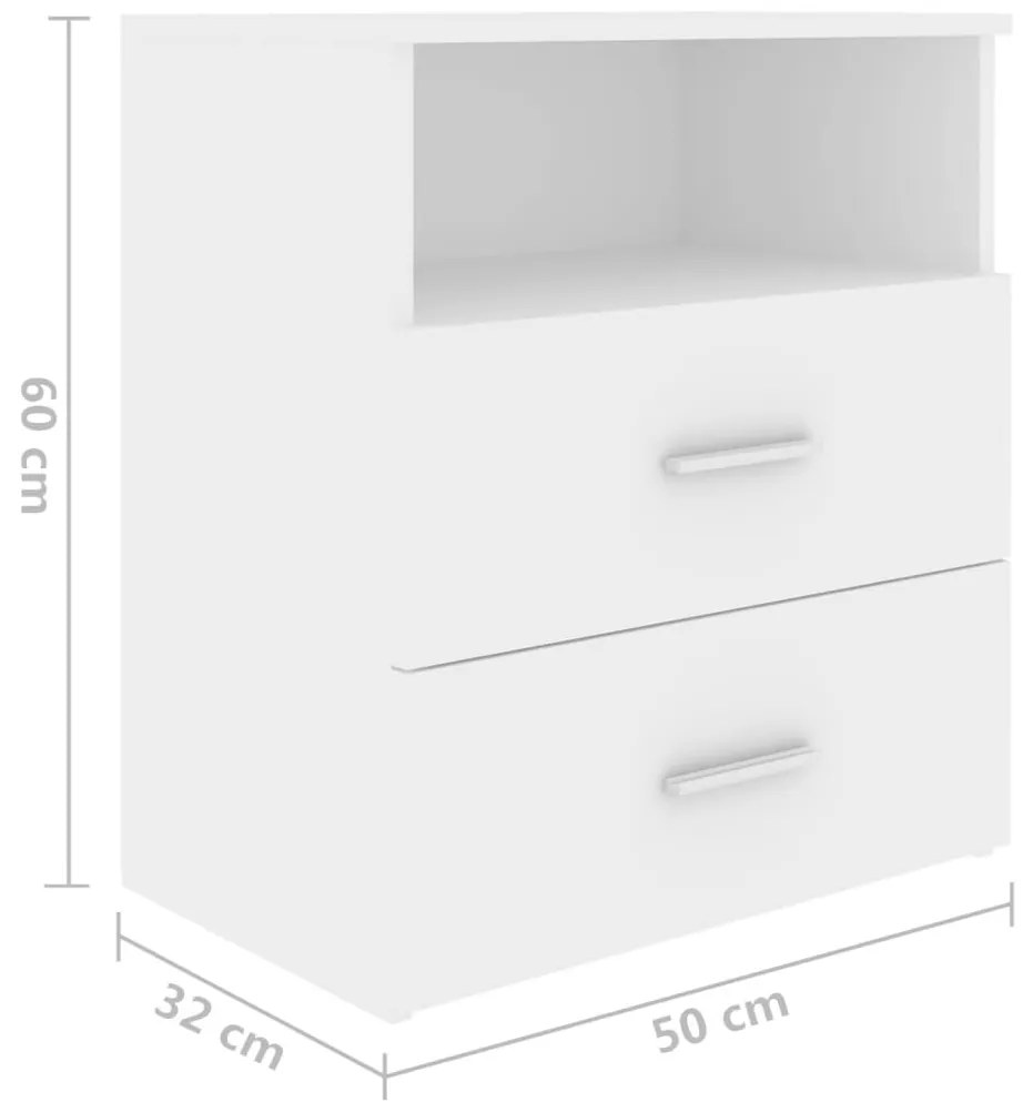 Mesa de Cabeceira Kafu com 2 Gavetas e Prateleira Aberta - Branco - De