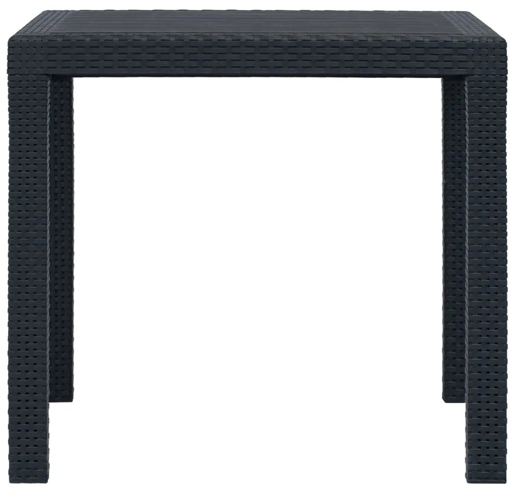 Conj. jantar p/ exterior 5 pcs plástico antracite aspeto vime