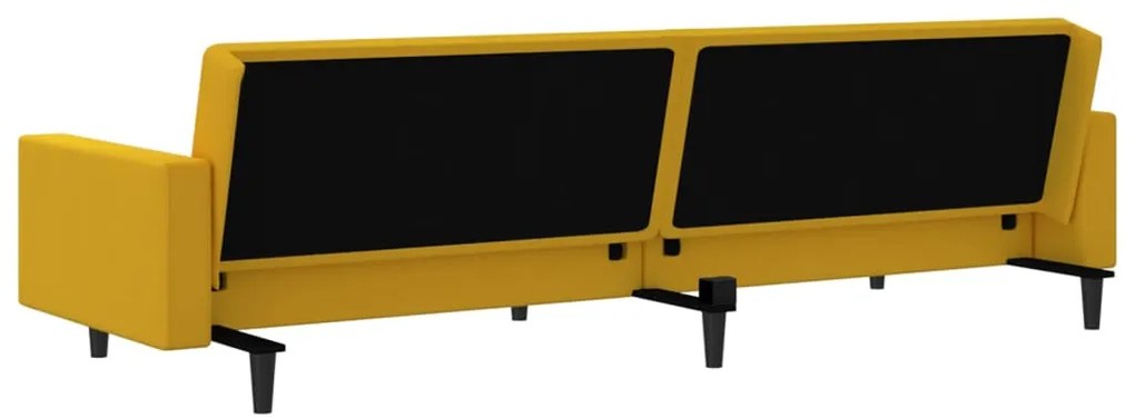 Sofá-cama de 2 lugares veludo amarelo