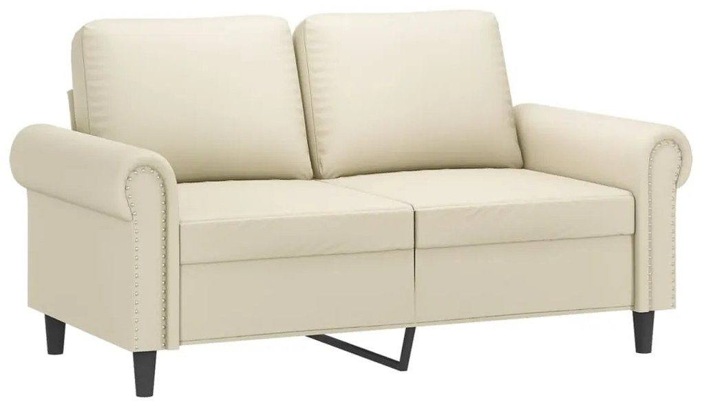 3 pcs conjunto sofás c/ almofadões couro artificial cor creme