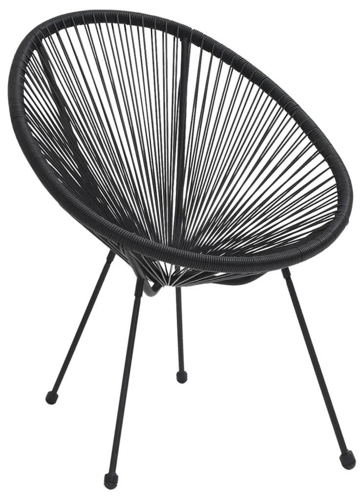 3 pcs conjunto de jantar para jardim preto