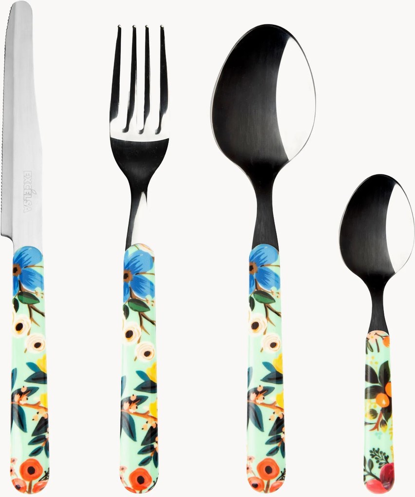 Conjunto de talheres em aço inoxidável polido Fiori Frida, 6 pessoas, conjunto de 24