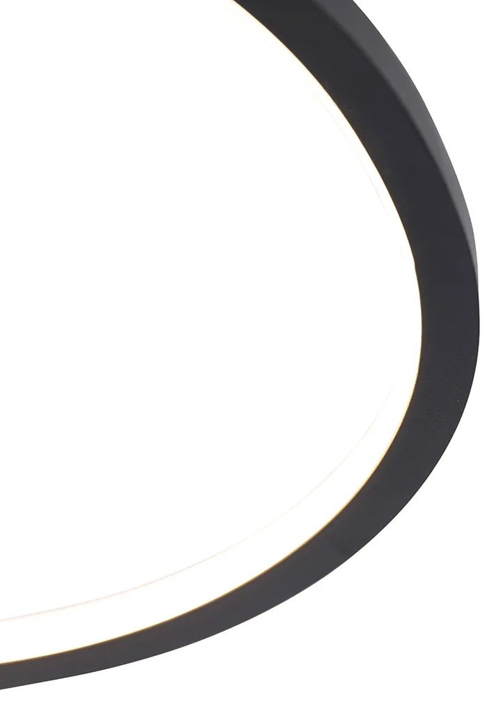 Candeeiro de teto preto 45 cm com LED regulável em 3 níveis - Rowin Design