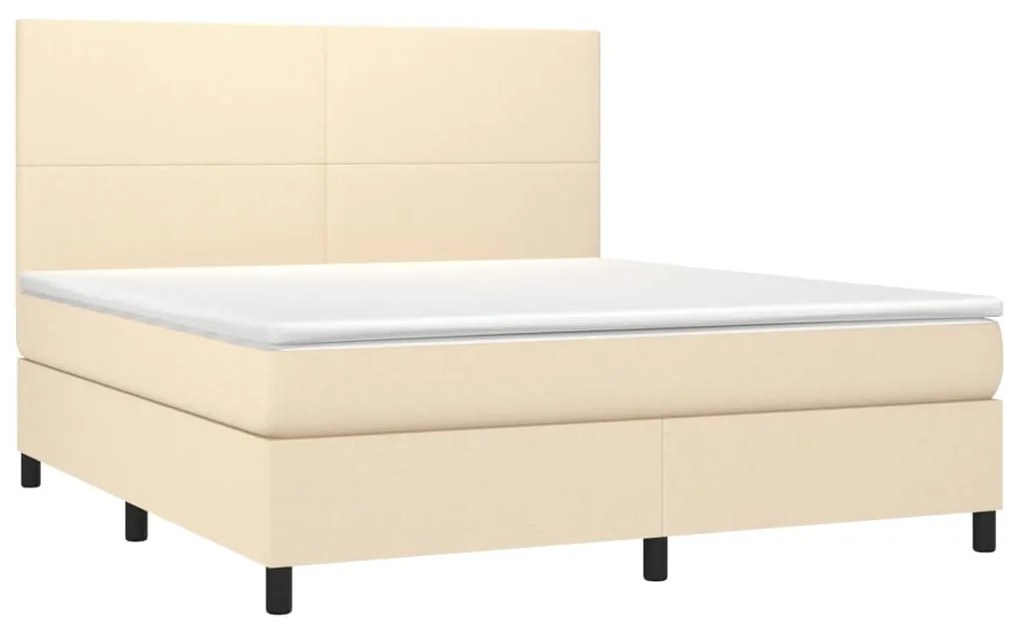 Cama box spring c/ colchão e LED 160x200 cm tecido cor creme