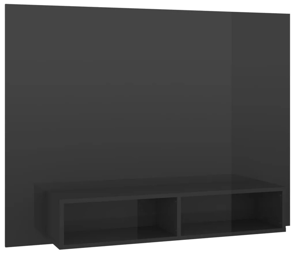 Armário parede p/ TV 120x23,5x90 cm contrapl. cinza brilhante