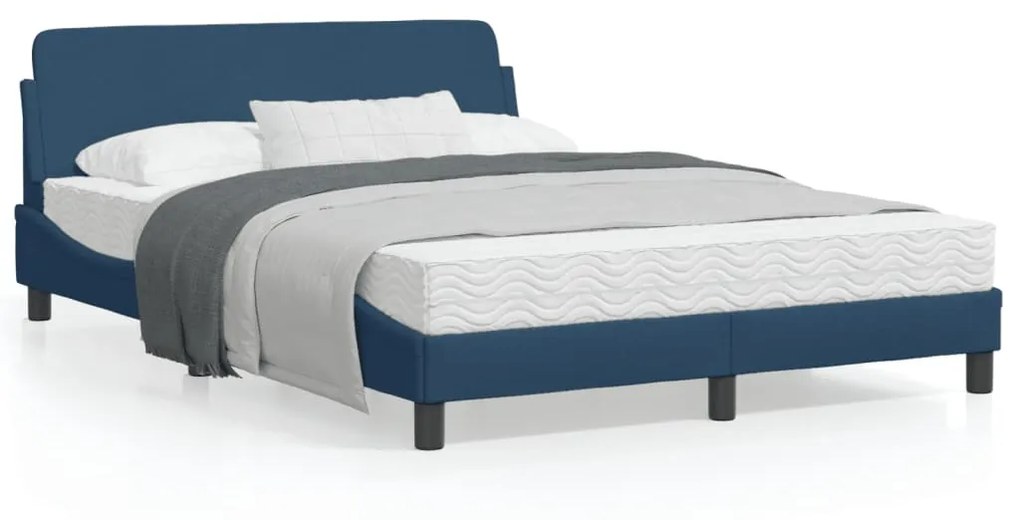 vidaXL Estrutura cama c/ cabeceira sem colchão 140x200 cm tecido azul