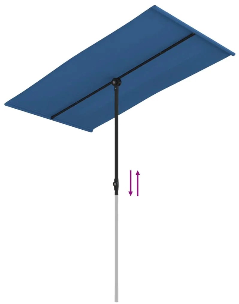 Guarda-sol de jardim com poste alumínio 180x110 cm azul-ciano