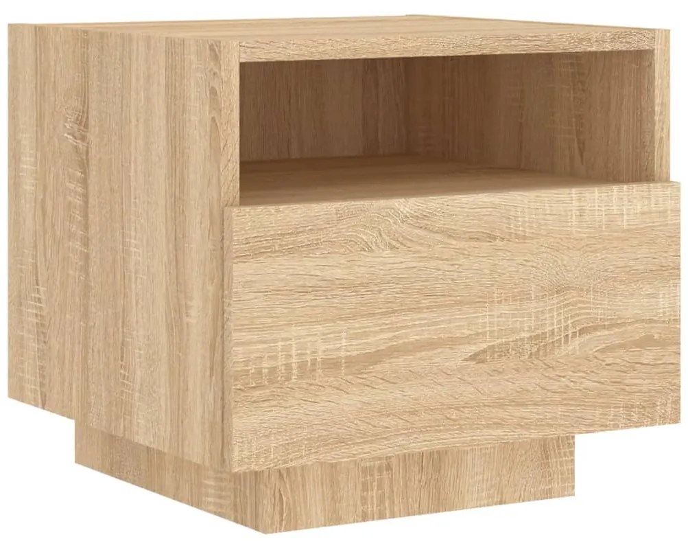 Mesa de cabeceira com luzes LED 40x39x37 cm carvalho sonoma