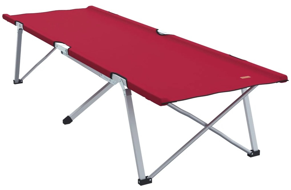 Cama de Lounge Dobrável Vermelha Metal, Tecido Padrão Dobrável