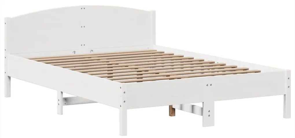 Cama com estante sem colchão 140x200 cm pinho maciço branco