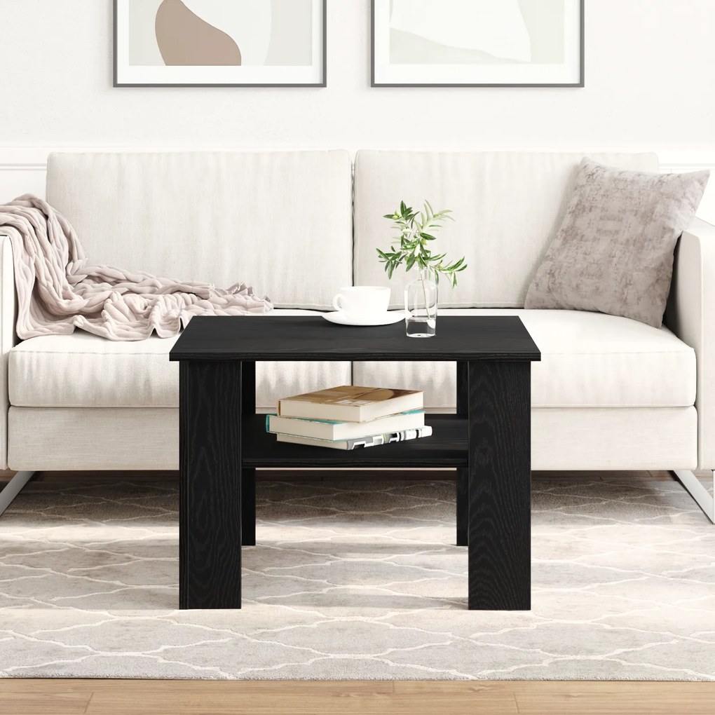 Mesa de Centro vidaXL Preta em Carvalho 60x60x42 cm em Madeira de Enge