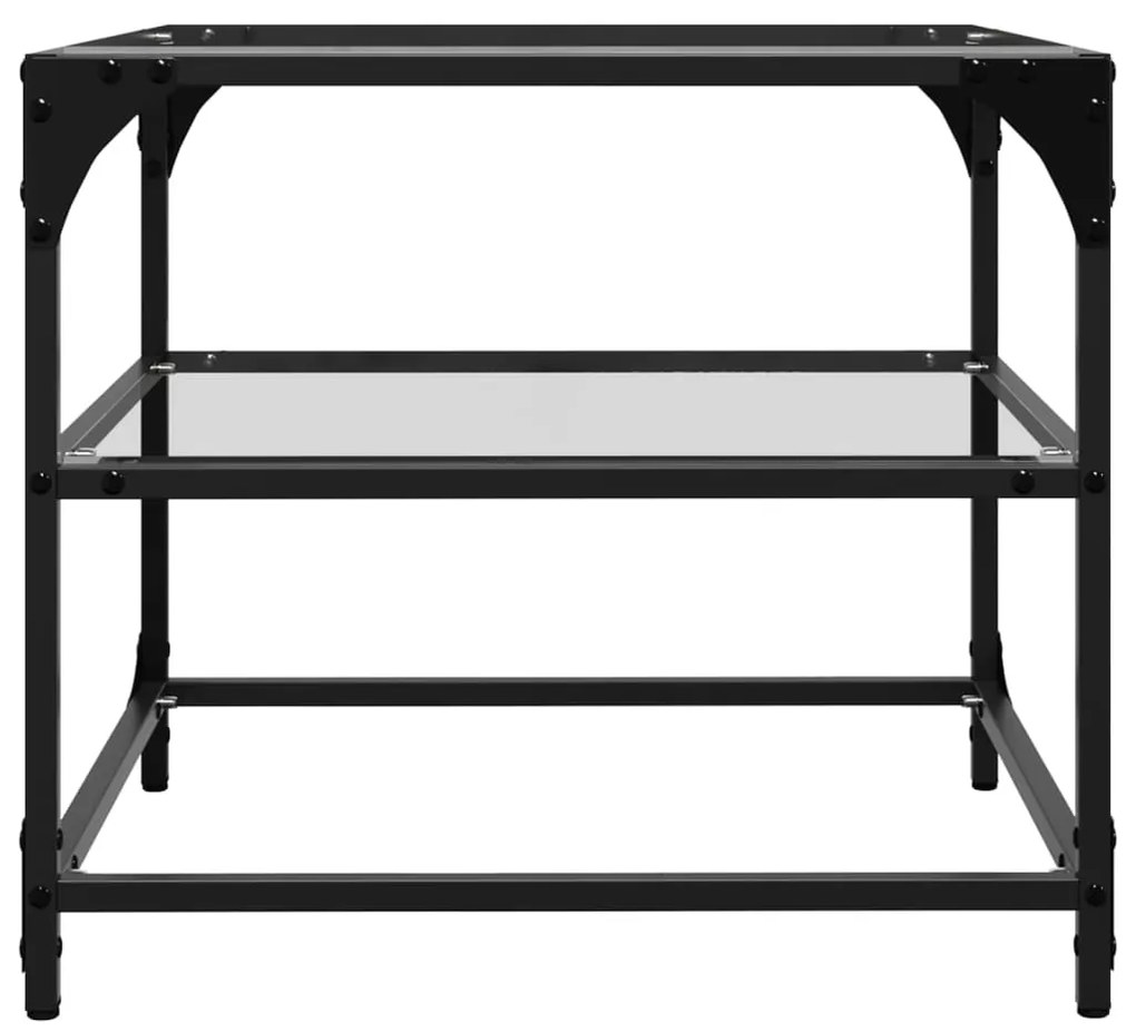 Mesas de centro c/ topo vidro transparente 2 pcs 50x50x45cm aço