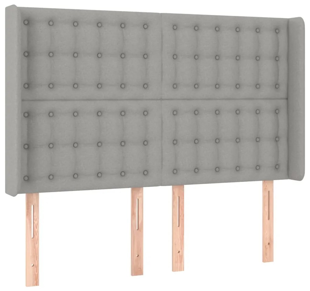 Cama box spring c/ colchão e LED 140x190 cm tecido cinza-claro