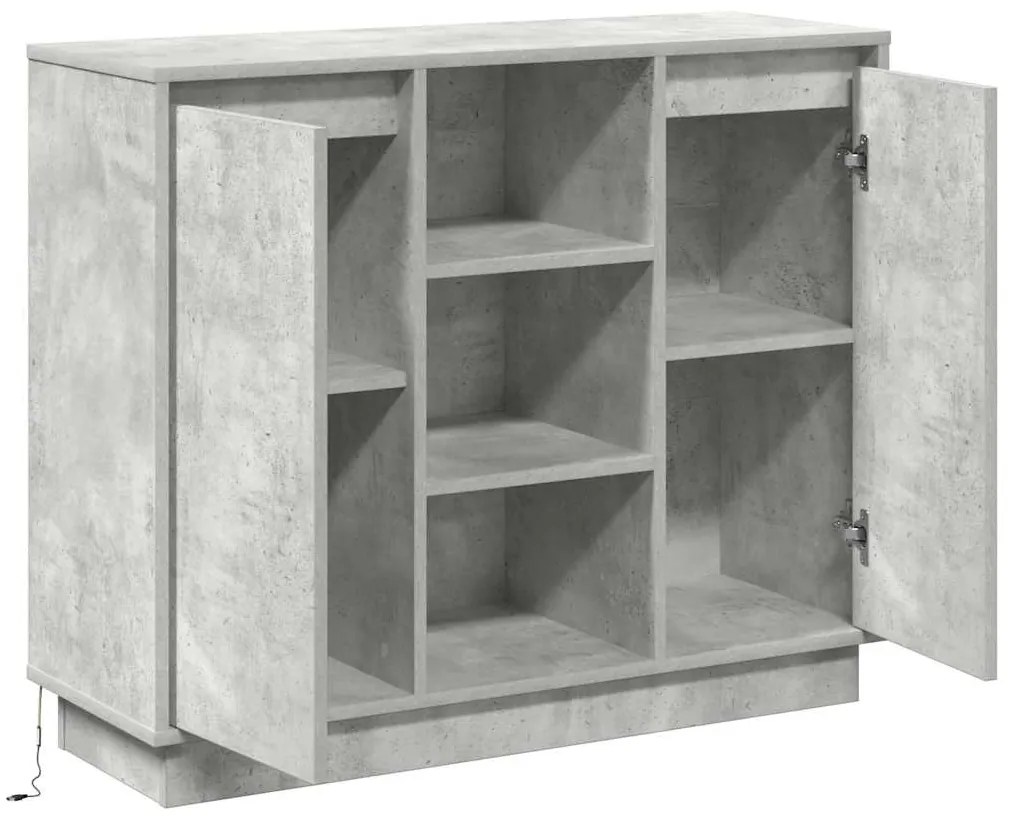 Buffet com LED Cinza Concreto 90x32x75 cm Madeira engenheirada