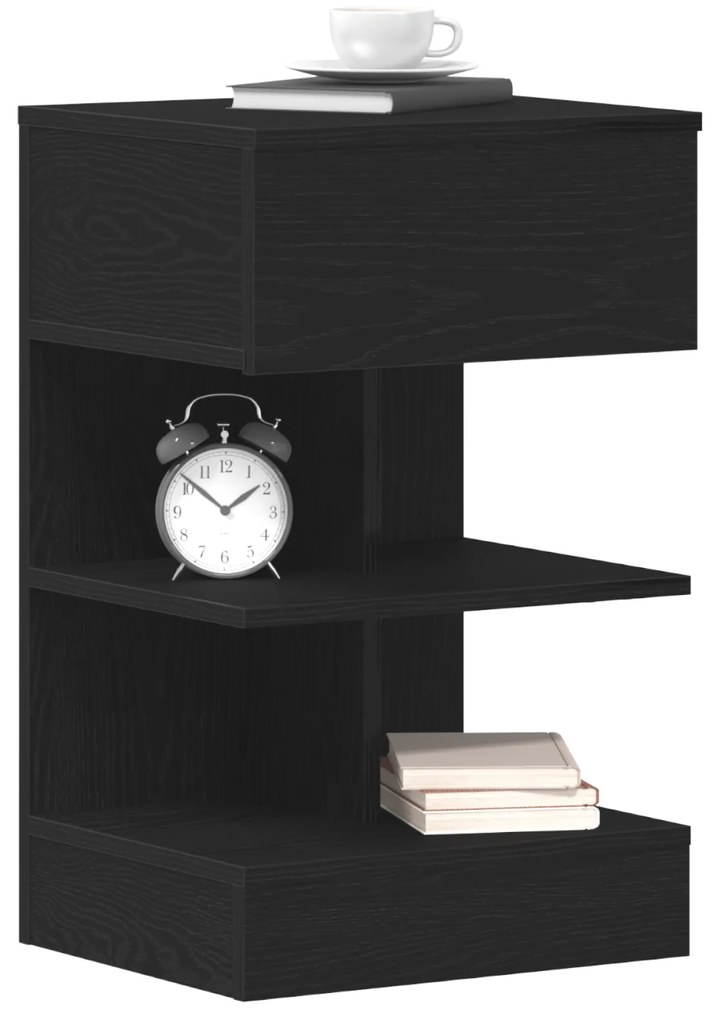 Criado-mudo vidaXL Preto Carvalho 40x35x65 cm Madeira engenharia