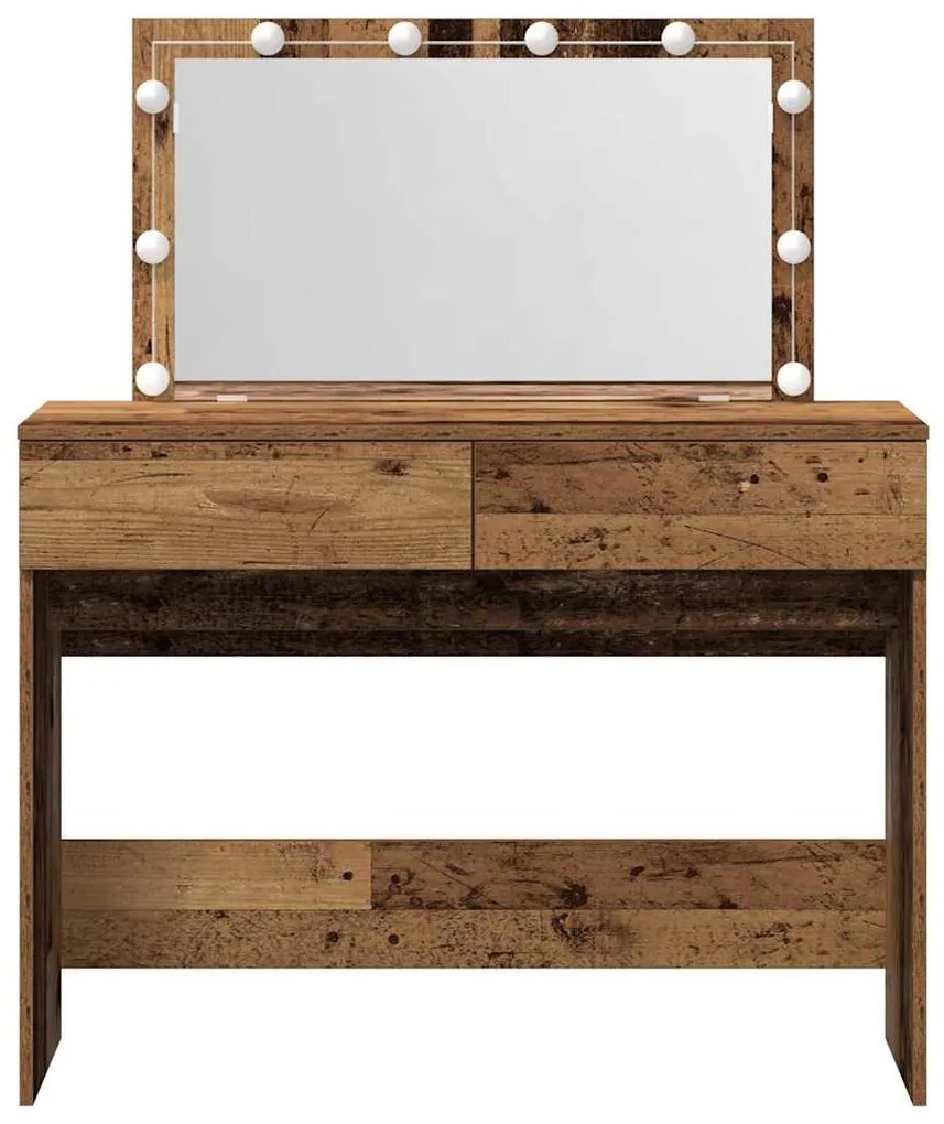 Mesa de Maquiagem com LED Madeira Velha 100x40x120 cm