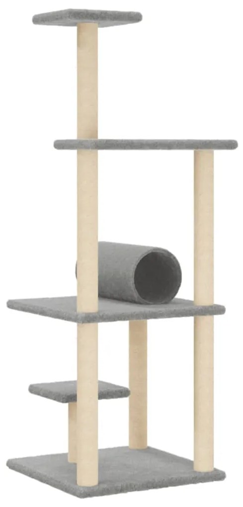 Árvore p/ gatos c/ postes arranhadores sisal 136 cm cinza-claro