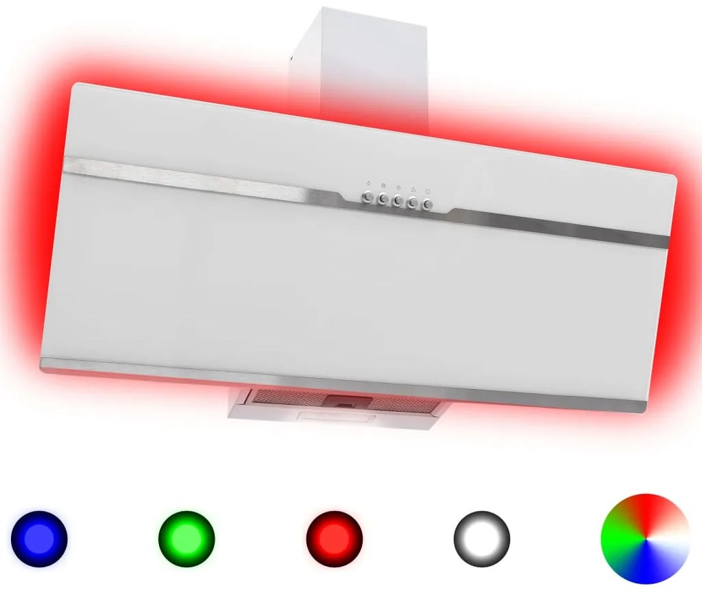 51246 vidaXL Exaustor RGB LED 90 cm aço inoxidável e vidro temperado