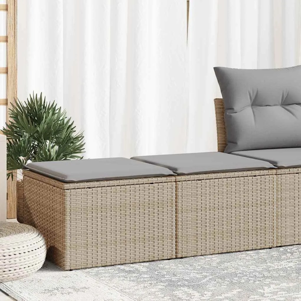 vidaXL 2 pcs conj. sofás p/ jardim c/ almofadões vime PE/acácia bege