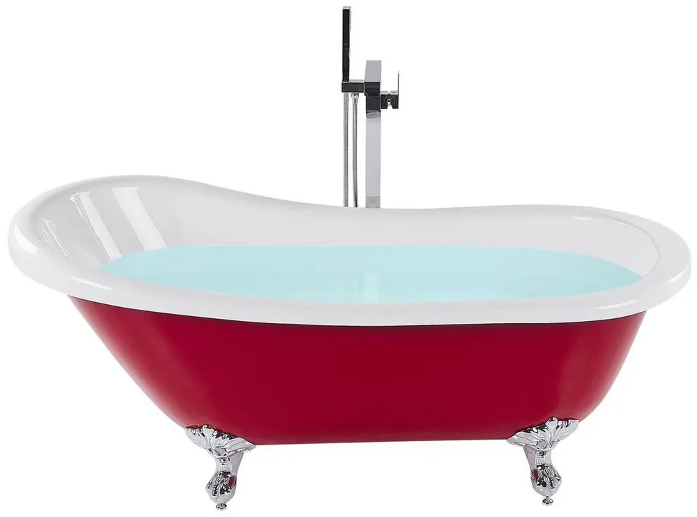Banheira autónoma em acrílico vermelho 153 x 77 cm CAYMAN Beliani