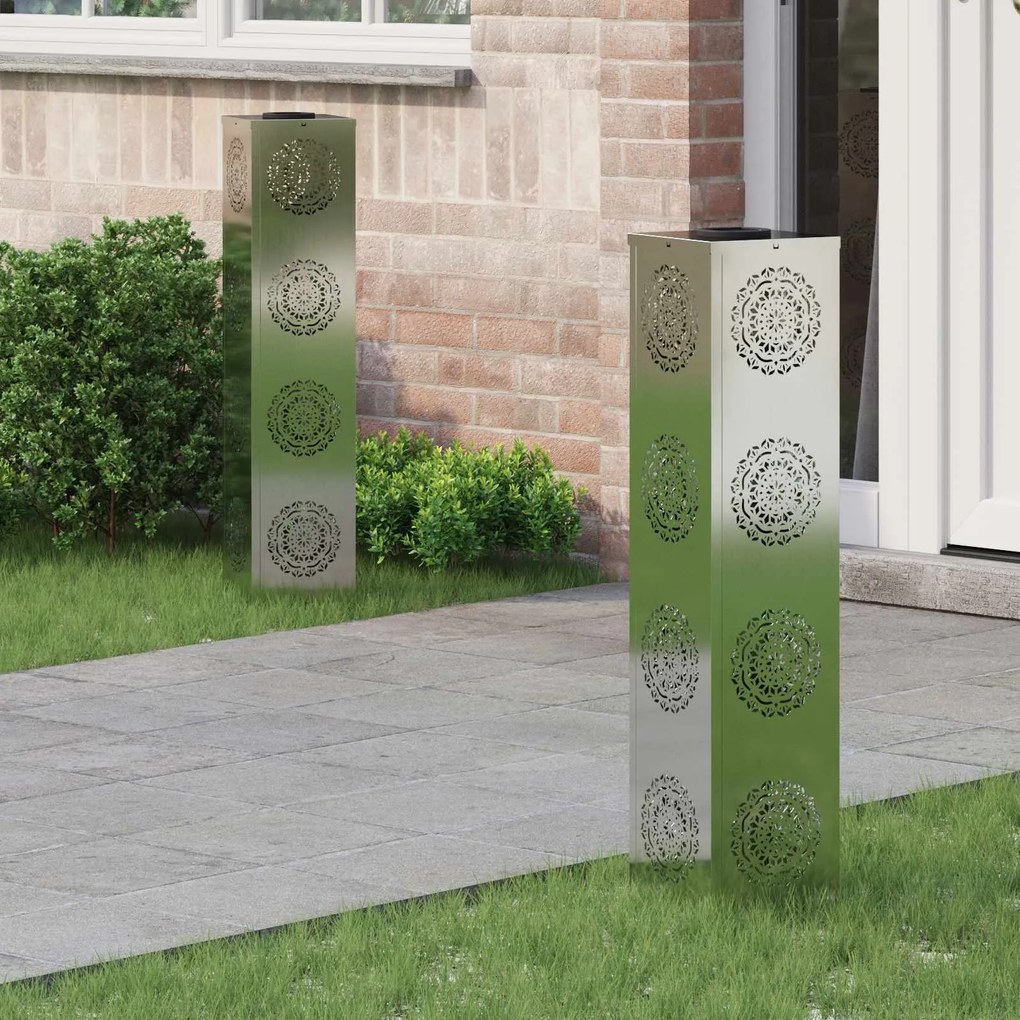 vidaXL Luz Solar LED de Caminho 2 pcs Prateado Aço Galvanizado