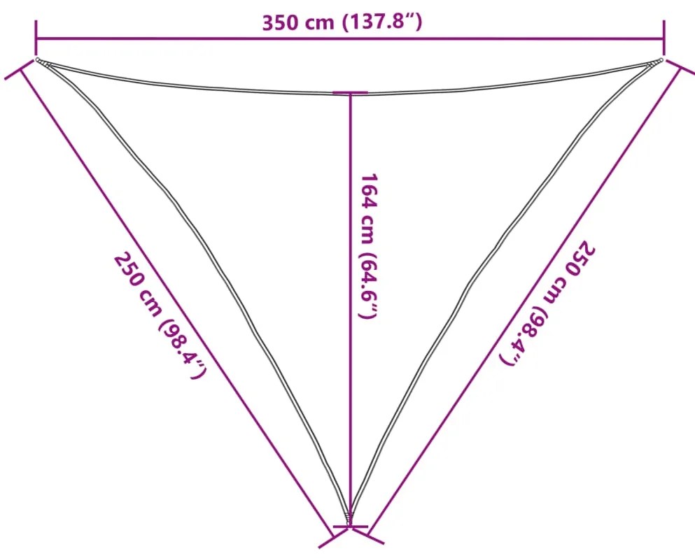 Para-sol estilo vela 2,5x2,5x3,5 m oxford poliéster cor areia
