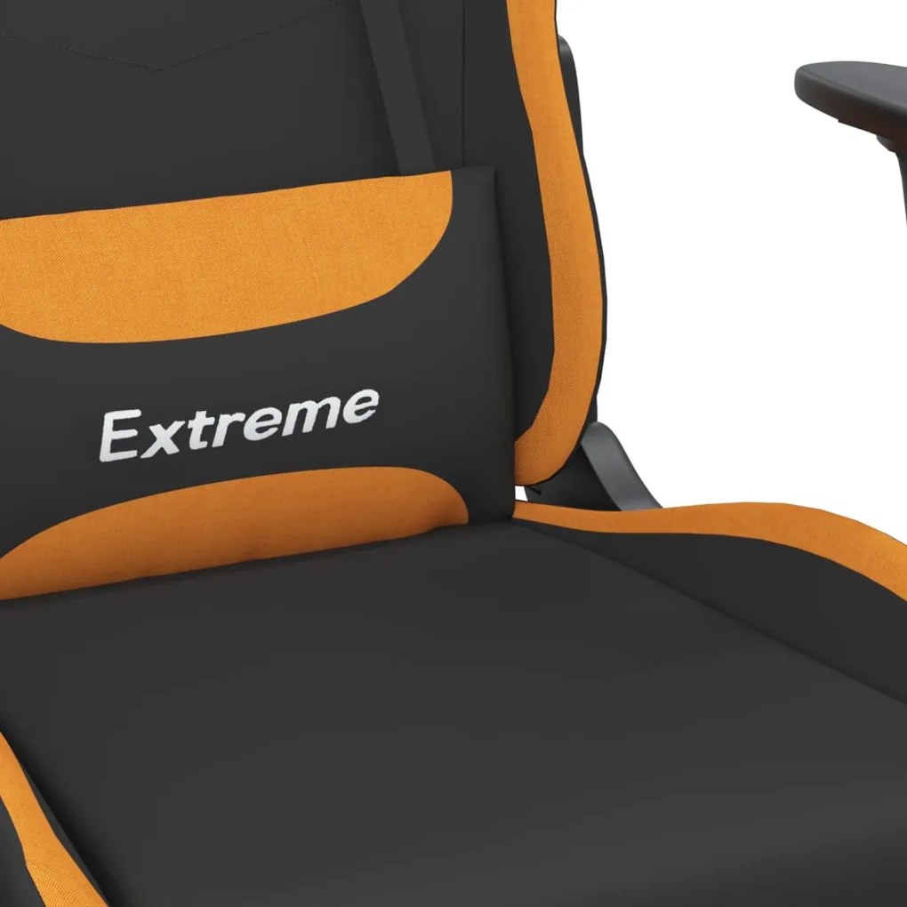 Cadeira gaming de massagens tecido preto e laranja