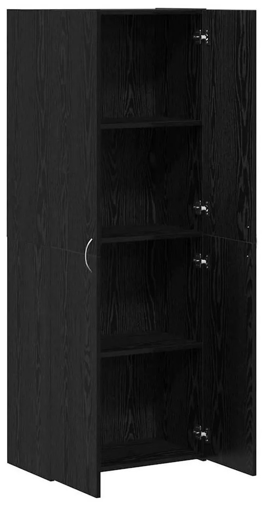 Aparador Preto em Carvalho - 60 x 32 x 153 cm - Madeira engenheirada