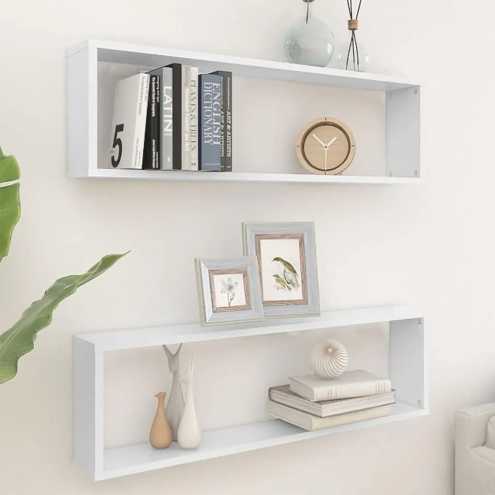 807079 vidaXL Prateleiras parede forma de cubo 2pcs contr. 100x15x30cm branco