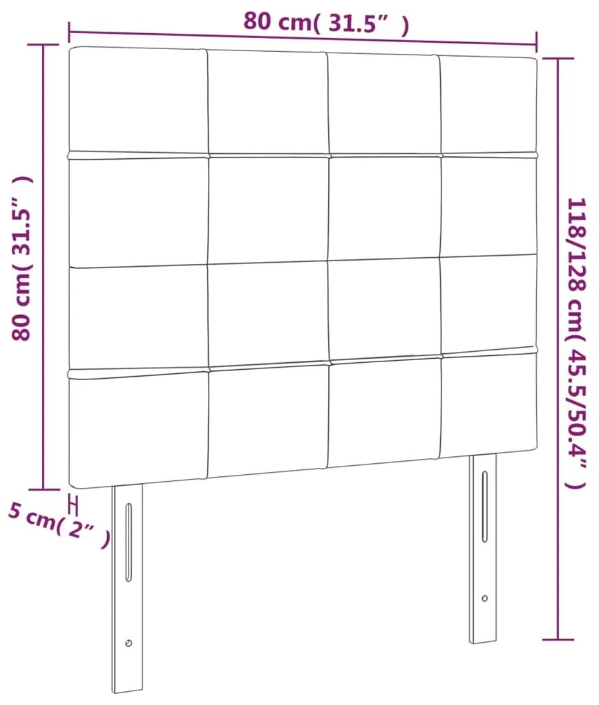 Cabeceira cama c/ luzes LED tecido 80x5x118/128 cm cinza-claro