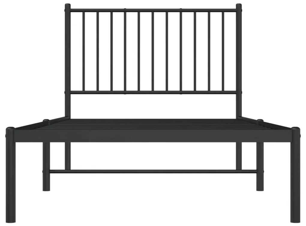 Estrutura de cama com cabeceira 90x190 cm metal preto