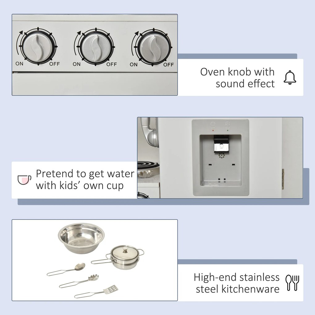 conjunto de brinquedo de cozinha para crianças acima de 3 anos inclui acessorios 77x30x82cm Branco