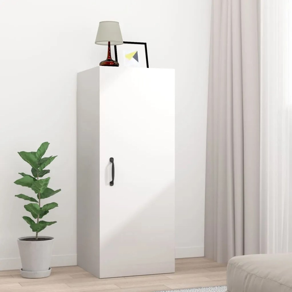 vidaXL Armário parede 34,5x34x90 cm derivados madeira branco brilhante