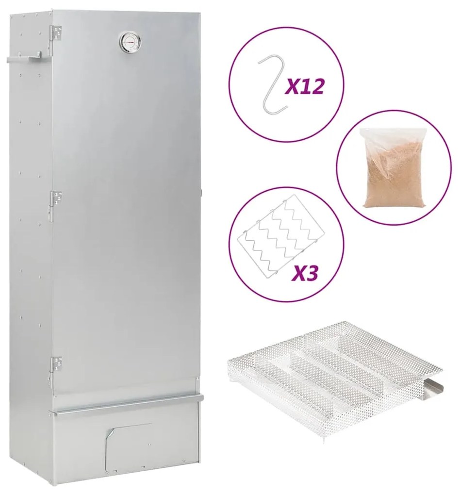 vidaXL Defumador p/ churrasqueira c/ gerador fumo frio aço galvanizado
