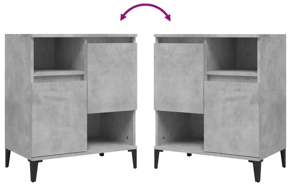Aparadores 2 pcs 60x35x70 cm derivados de madeira cinza cimento