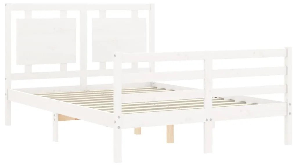 Estrutura de cama com cabeceira 140x200cm madeira maciça branco